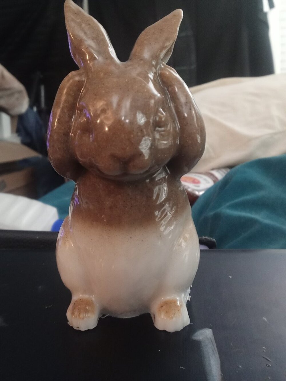 Handmade Wise Bunny Rabbit Hear No Evil Statue